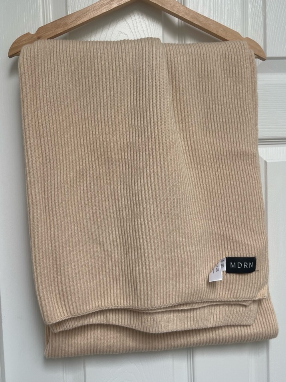 Modern Citizen Beige Ribbed Scarf